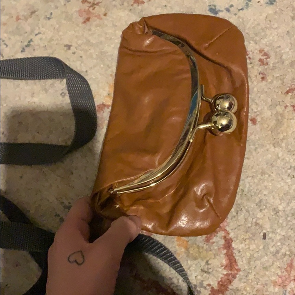 Light brown leather clutch